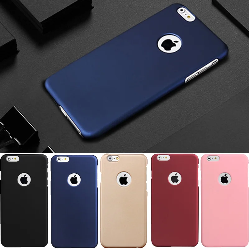 

Luxury Matte Rubber Hard Slim PC Frosted Phone Cases for iphone 8 6s 7 plus iphone7 Cover coque fundas capinhas + Tempered Glass