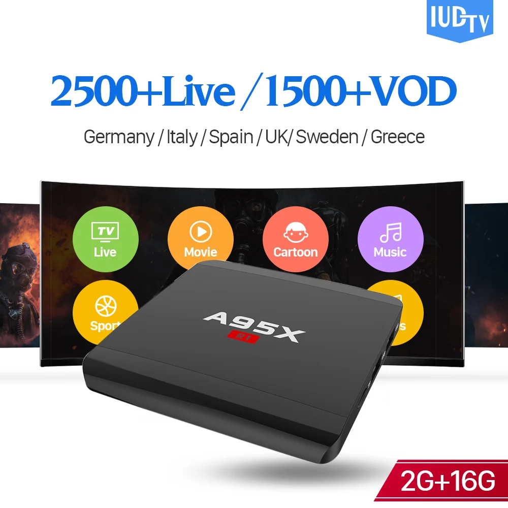 

Albania Sweden Turkey Europe IPTV A95XR1 IPTV 4K Android 7.1 S905W 2G 16G IPTV Code IPTV Subscription TV Receiver IUDTV