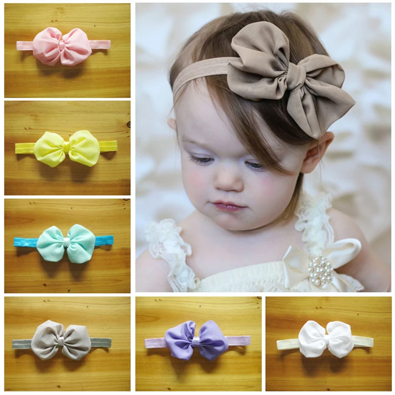 100PCS/Lot Wholesale 2018 Cute Headwear Children Bow Elastic Hairbands