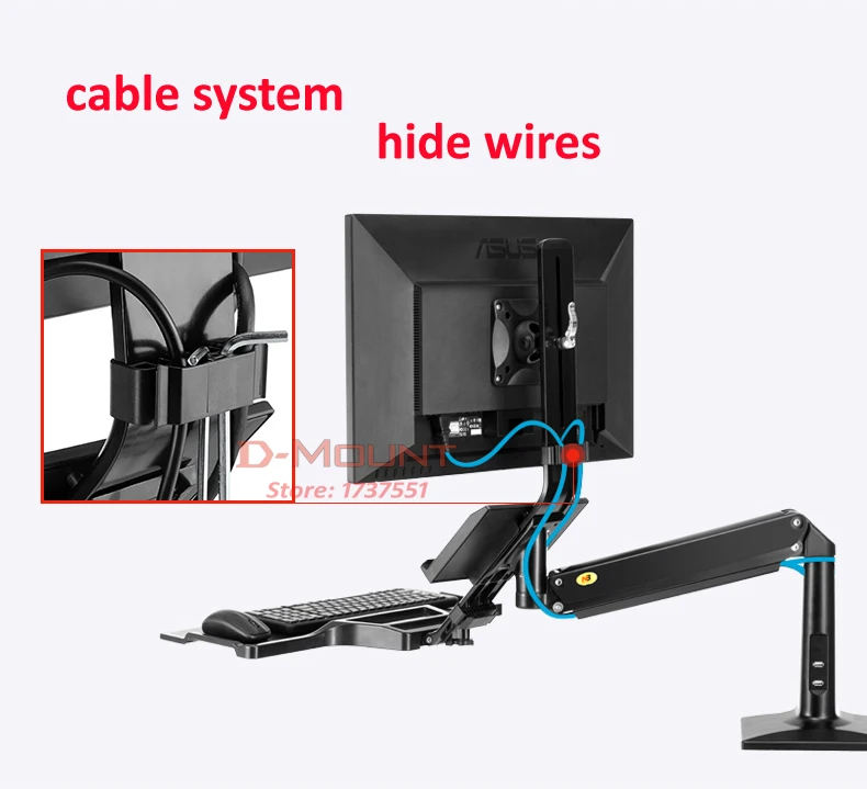 NB FC35 алюминиевая газовая пружина эргономичная настольная сидячая рабочая станция 2"-35" компьютерный монитор Стенд со складной клавиатурой лоток