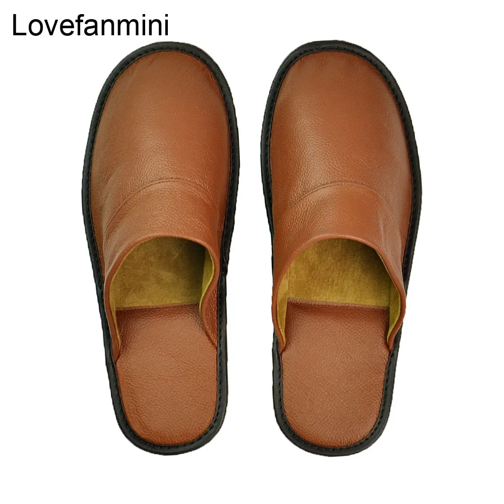 Genuine Cow Leather slippers couple indoor non-slip men and women home fashion casual single shoes PVC soft soles spring autumn