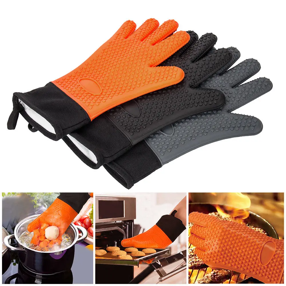 1 pcs Gloves Heat Resistant Silicone Gloves Kitchen BBQ Oven Cooking