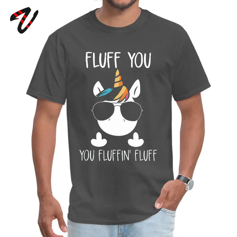 Simple Style Round Collar T-Shirt Fall Tops Tees Short Sleeve Brand New All Cotton Fitness Tight Tshirts Camisa Men's UNICORN FLUFF YOU YOU FLUFFIN FLUFF15744 carbon