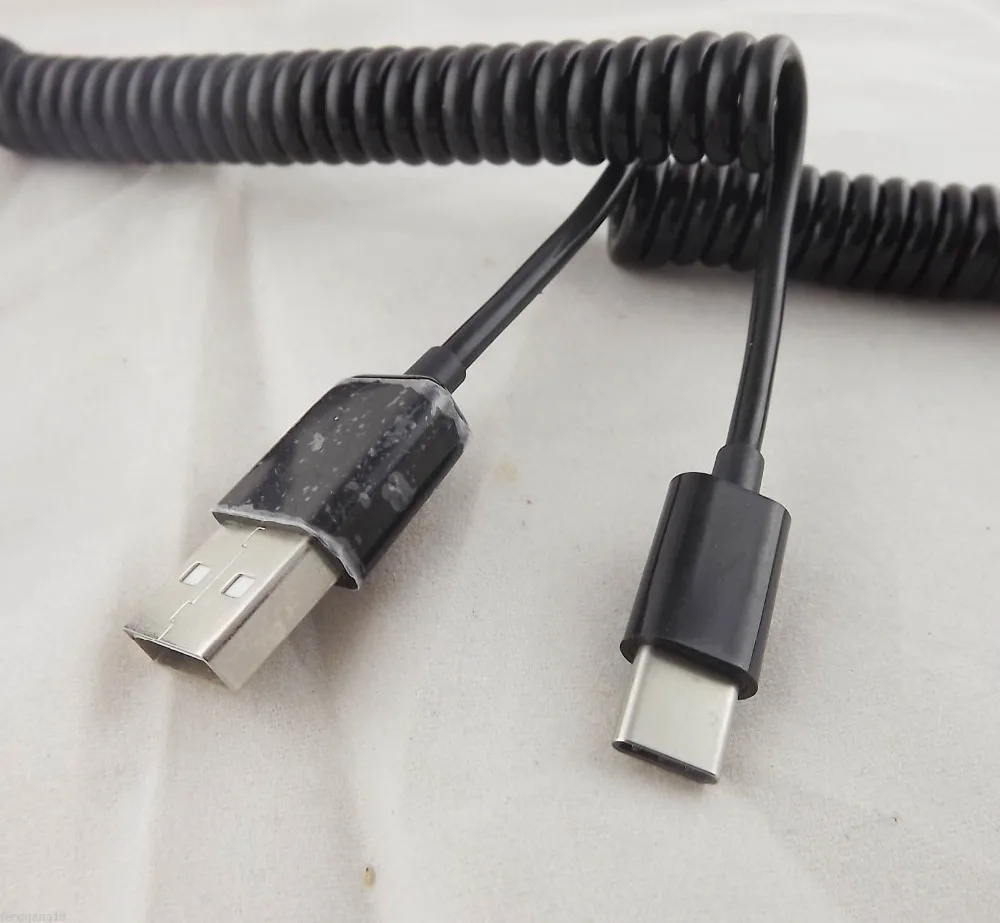 10 قطعة USB 3.1 C نوع الذكور إلى 2.0 وذكر لولبية ملفوف مزامنة بيانات كابل محول الأسود 3 M
