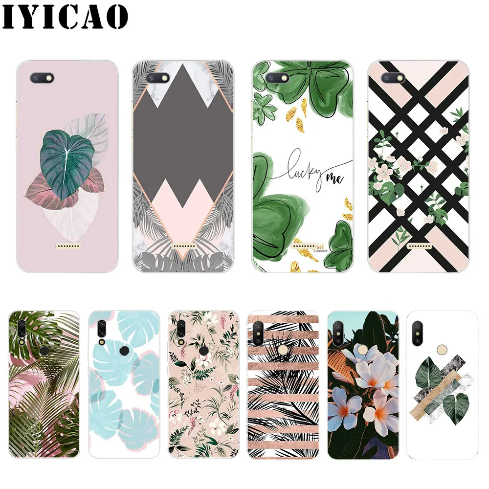 IYICAO Candy Color Leaf Print Hard Case for Xiaomi Redmi Note 3 4 5 6 7 Pro 5A Prime Cover | Мобильные телефоны и