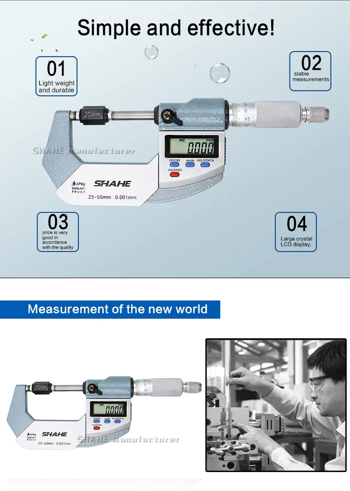 IP 65 цифровой микрометр 0,001 мм Цифровой штангенциркуль манометр микрометр 25-50 мм Цифровой наружный микрометр