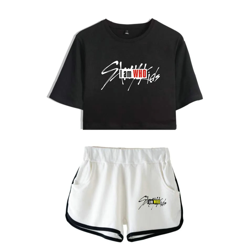 KELUOXIN летний Kpop StrayKids комплект из двух предметов для женщин короткий топ+ шорты наряды бродячие дети I Am Who альбом сексуальный спортивный костюм для женщин