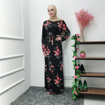 

Elegant Muslim Gowns Jubah Middle East Ramadan Arab Islamic Prayer Print Floral Maxi Dress Cardigan Abaya Full Kimono Long Robe