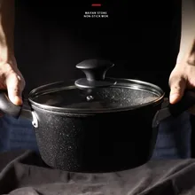 22 см бинауральный суп горшок антипригарная плита лапша горшок утолщение углубление риса камень горшок рисовая сковорода кухонные принадлежности