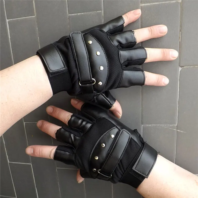 Men Hot Outdoor Half Finger Gloves Military Tactical Airsoft Hunting leather gloves guantes eldiven handschoenen 40FE2011