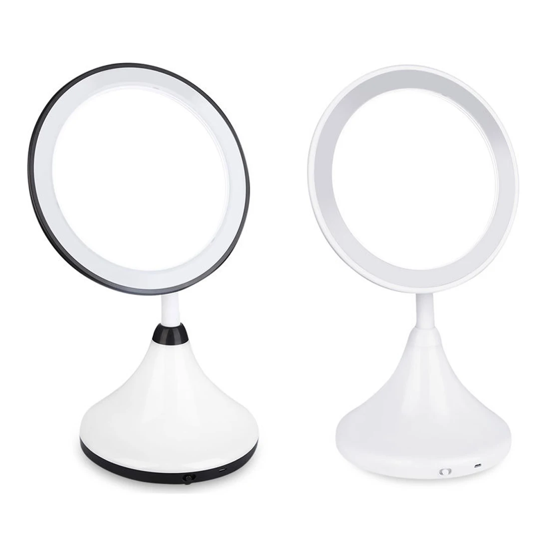 

New Design Simple Make Up Mirror with LED Light Table Lamp Desktop Black White Make-up Tools