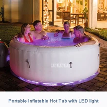Надувная Ванна 196*66 см круглый взрослая Ванна Портативный Ванная комната Семья спа-бассейн 806L 220V 2060W с 7 цветов светодиодный светильник