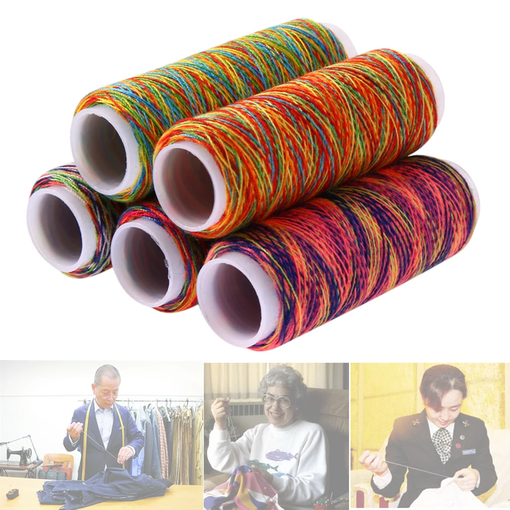 Радуга цвет полиэстер швейная нить ручная стеганая вышивка нить для шитья для дома DIY принадлежности для шитья товары 5 шт