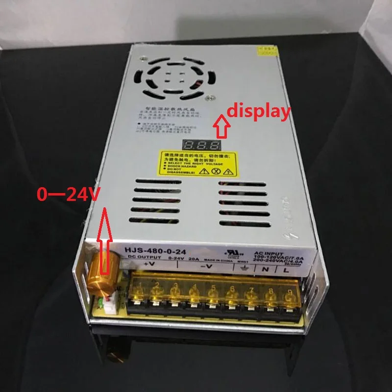 

input AC 110V 220V 480W output 20A 0-24V Adjustable DC voltage stabilization switching power supply with digital display