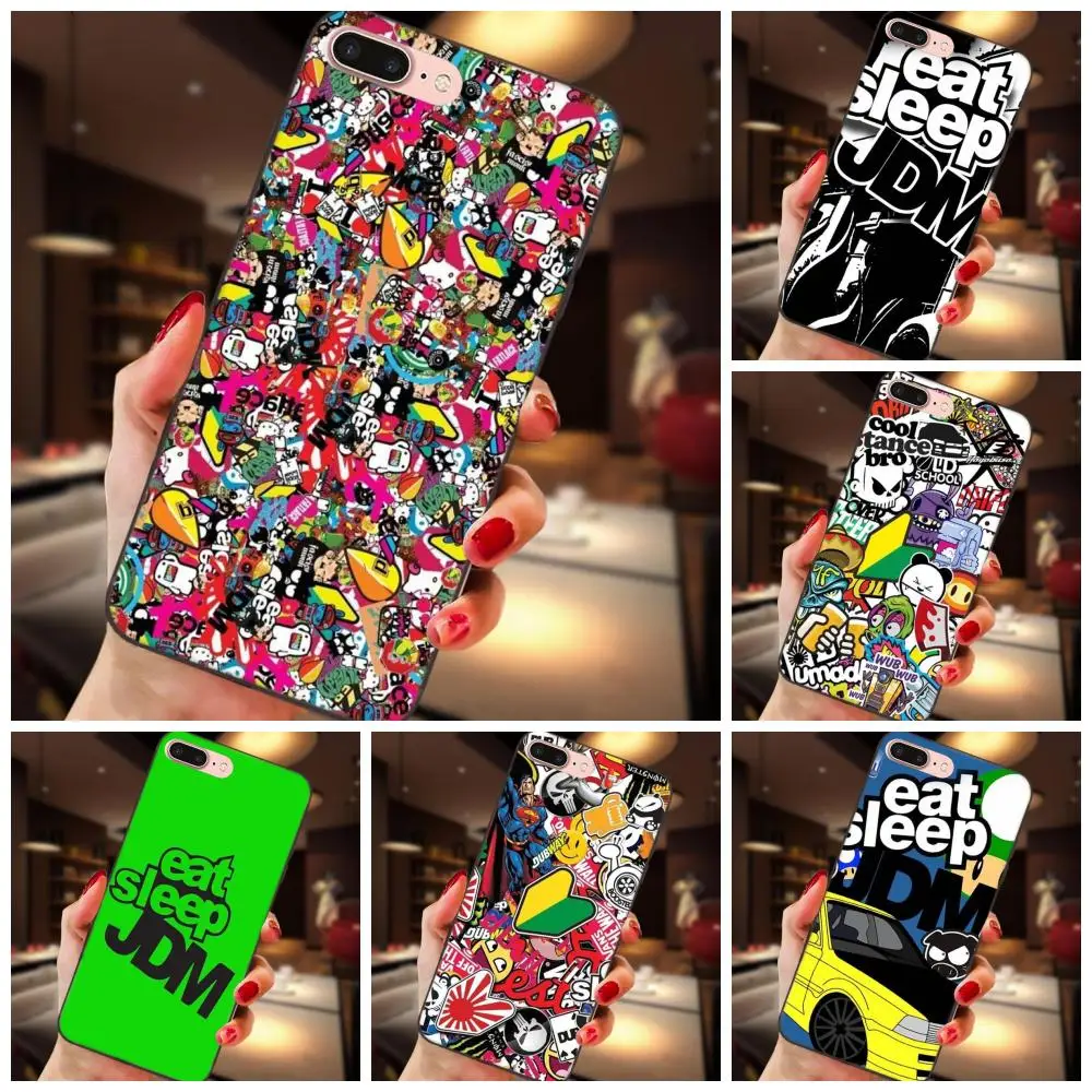 

For Huawei Honor 5A 6A 6C 7A 7C 7X 8A 8C 8X 9 10 P8 P9 P10 P20 P30 Mini Lite Plus Cell Case Pattern Sticker Bomb Eat Sleep Jdm