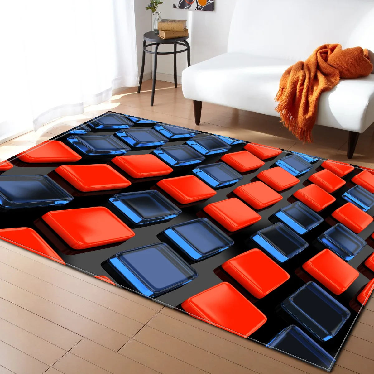 Коврик в скандинавском стиле с геометрическим 3D рисунком для гостиной, спальни, журнального столика, коврик для игр, прямоугольный Противоскользящий коврик - Цвет: color7