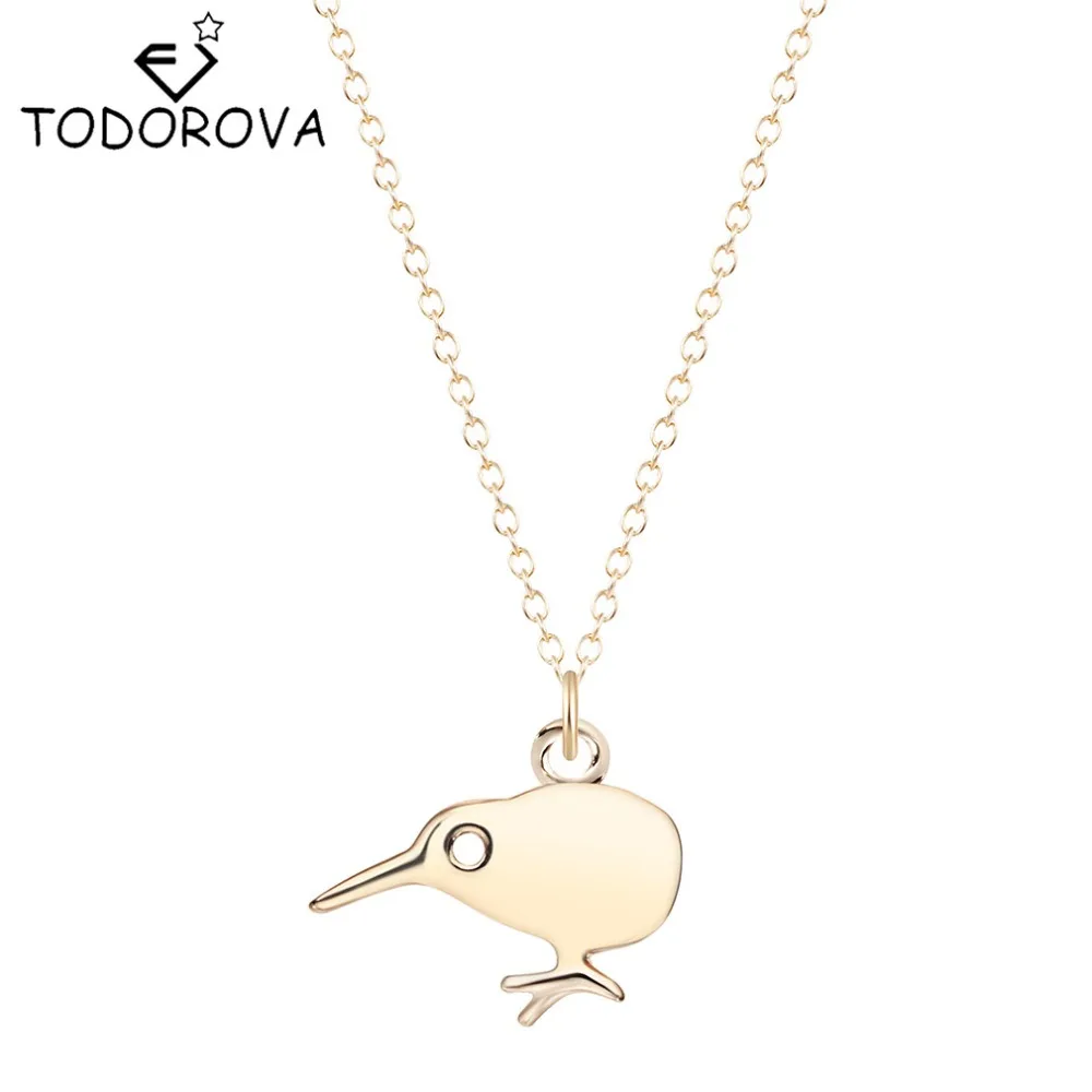 Todorova Kiwi Bird Necklace for Women Cute Small Pendant Statement Jewelry New Zealand Bird Charm Collares Wholesale