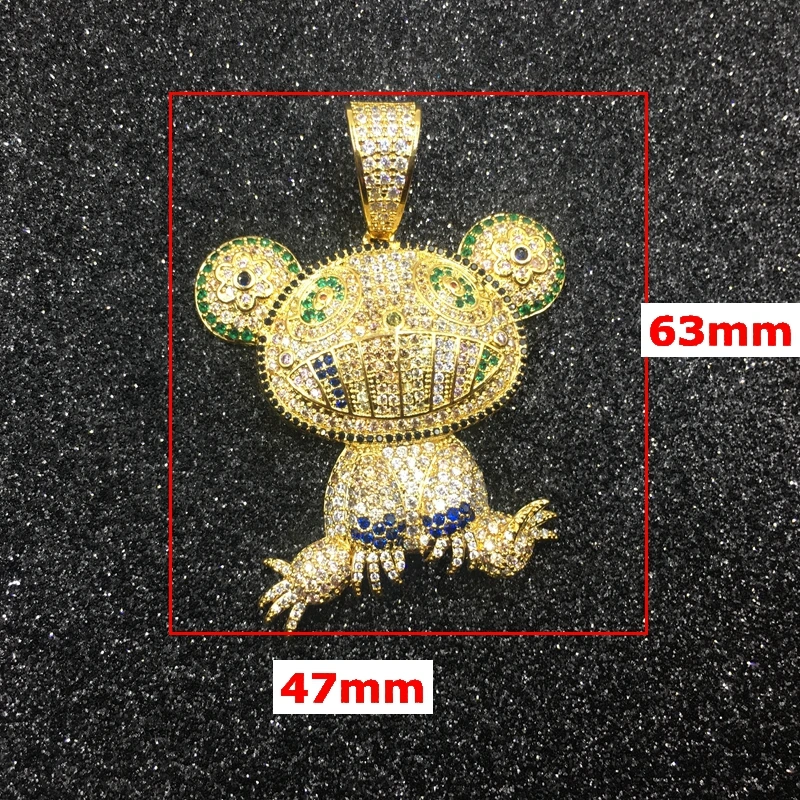 iced out jewelry bling bling frog pendants necklaces (3)_