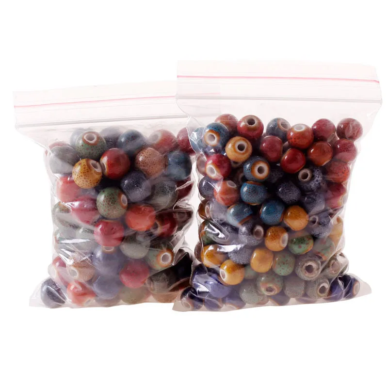 

100PCS 8mm Round Ceramic Beads DIY Porcelain Bead Spacer Beads For Jewelry Making