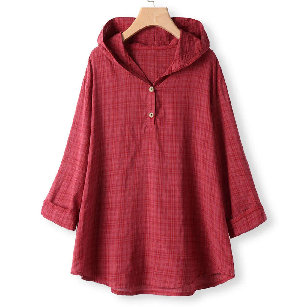 

blusas mujer de moda 2019 women's blouse shirt Women Plus Size Long Sleeve Button Hooded Casual Tunic Blouse camisa femenina
