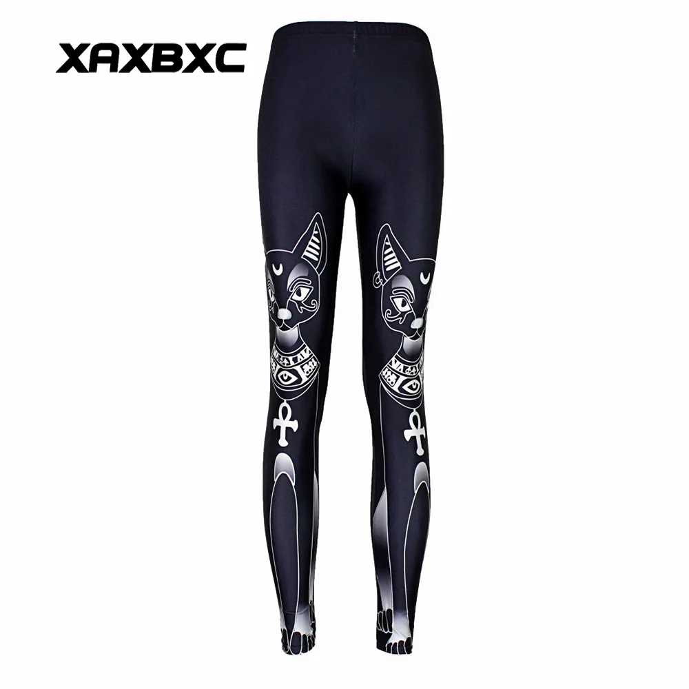 

New 3505 Sexy Girl Pencil Pants Black Cat Egypt Feline Goddess Bastet Printed Running Fitness Sport Women Yoga Pants Plus Size