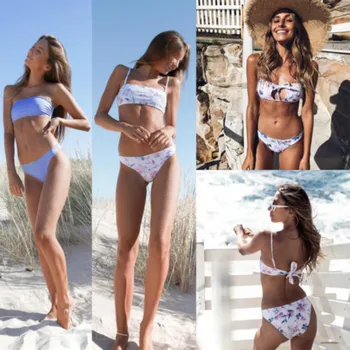 

Brief Sets Women Push-up 2 Pieces Bra Bandage 2018 Seamless Summer Sexy Casual Print Swimsuit