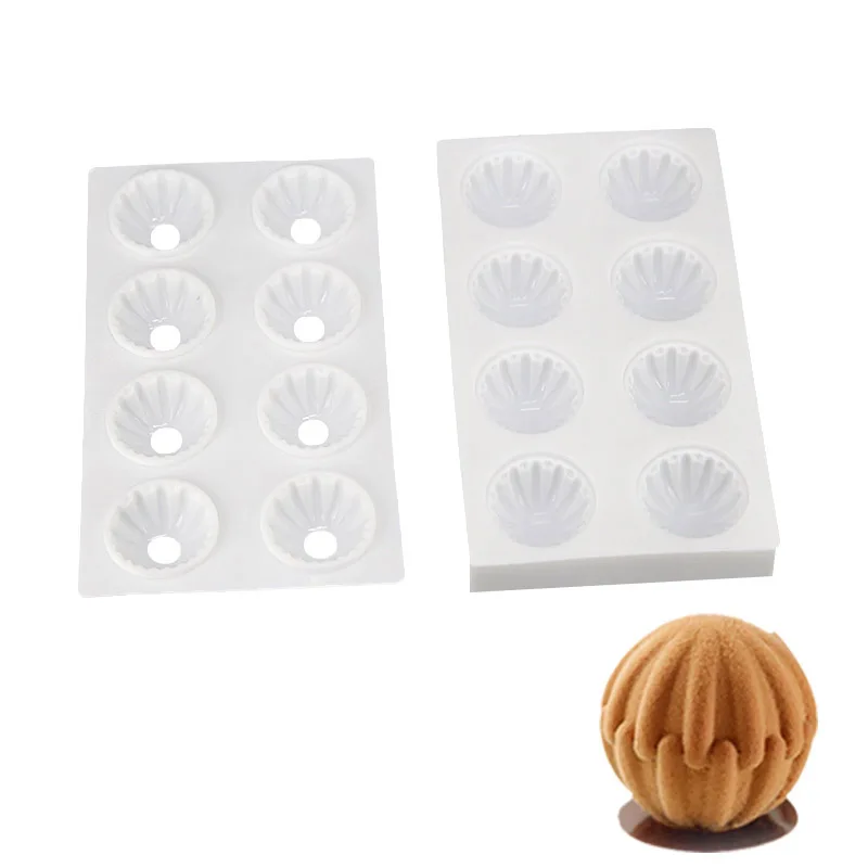 

8 Cavity Sphere White Silicone Molds Cake Decorating Baking Tools For 3D Mould Mold Chocolate Sponge Cakes Mousse Dessert