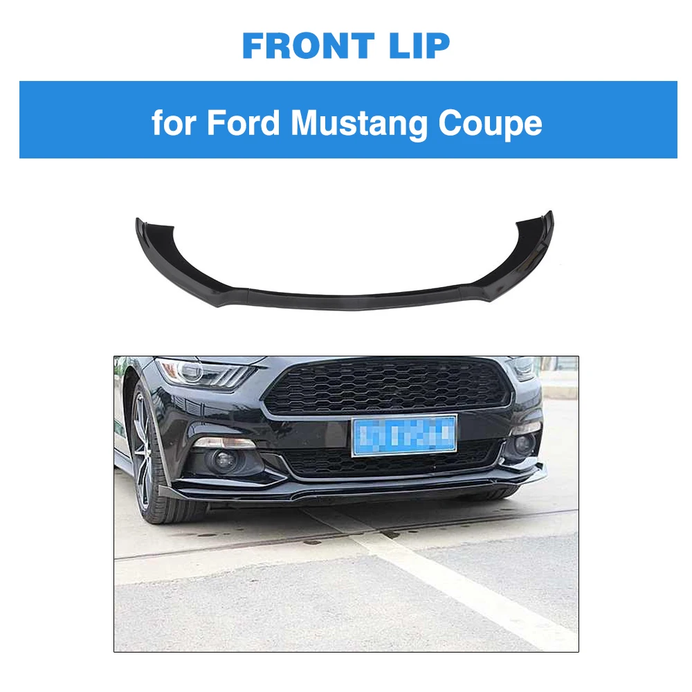 

ABS Matte Blak Glossy Black Front Bumper Lip Spoiler Splitters for Ford Mustang 2015 2016 2017 JC Style Front Lip
