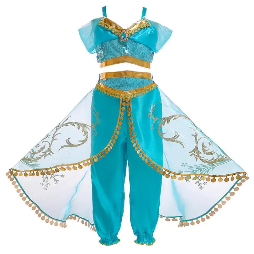 HOT retail 2Pcs (Dress+Free Crown) 3-10Yrs Baby Girls Arabian Princess Dress up Costume for Summer Sleeveless Sequined | Детская одежда