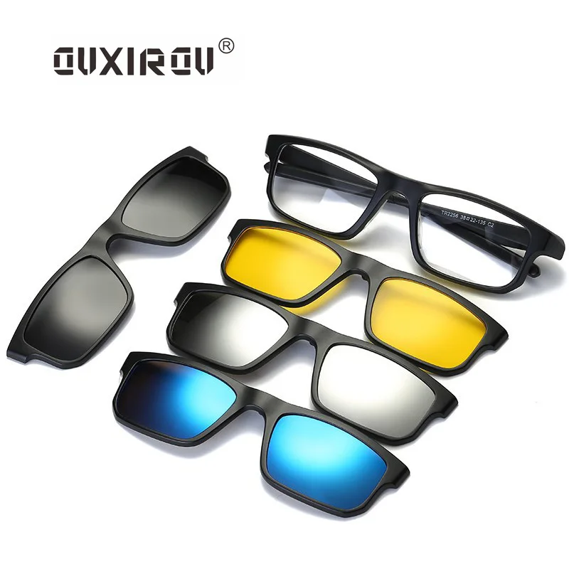 

Man Eyeglasses Frames 4 Clip On tr90 Women Sunglasses Polarized Magnetic Glasses Male Driving Spectacle Myopia Optical Sq002