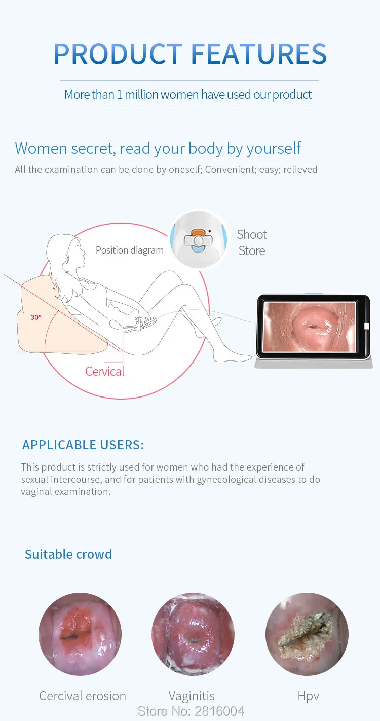 Pixels com Tela de Exibição Vídeo Digital Portátil Eletrônico Mini Colposcope Fa2 3000 000 Ensolarado Miniscope Médico Terno Seyes 13 Produto de higiene feminina