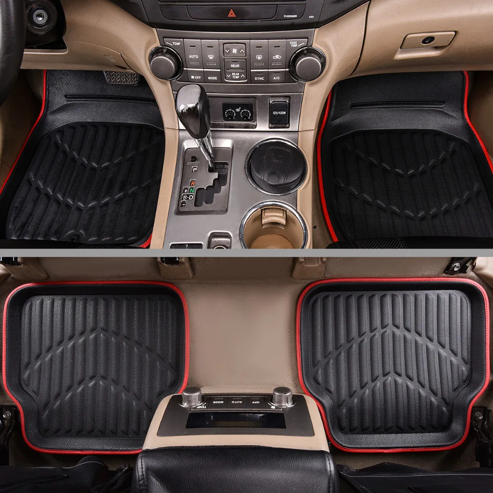 Car-pass Car Floor Mats Pvc Leather Black/Red 4 Pieces Front & Rear Carpet Auto Black Skidproof Mat Waterproof Floor Mats Car-pass Car Floor Mats Pvc Leather Black/Red 4 Pieces Front & Rear Carpet Auto Black Skidproof Mat Waterproof Floor Mats
