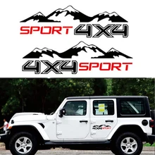 2pcs Graphic Vinyl Mountain Car Sticker 4X4 For Truck Decal SUV JEEP Pickup D-MAX Navara 2x tribal tattoo graphic kit stripe decal sticker camper van truck vehicle suv vinyl camaro