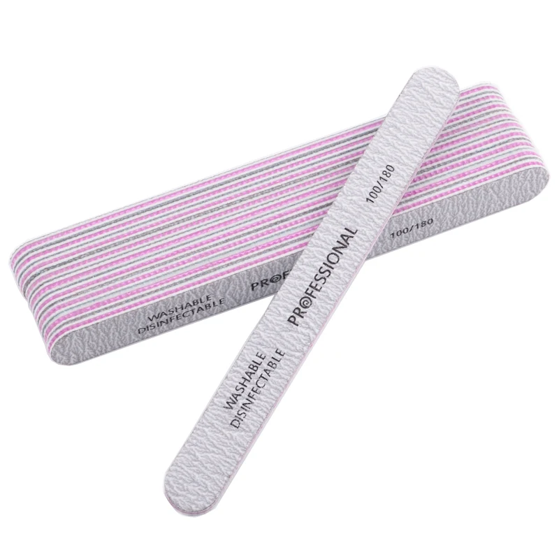 

50Pcs/Lot Zebra Cushion Professional Nail File Nail Files Sanding Files Straight 100/180 Grit Emery Board Manicure Pedicure