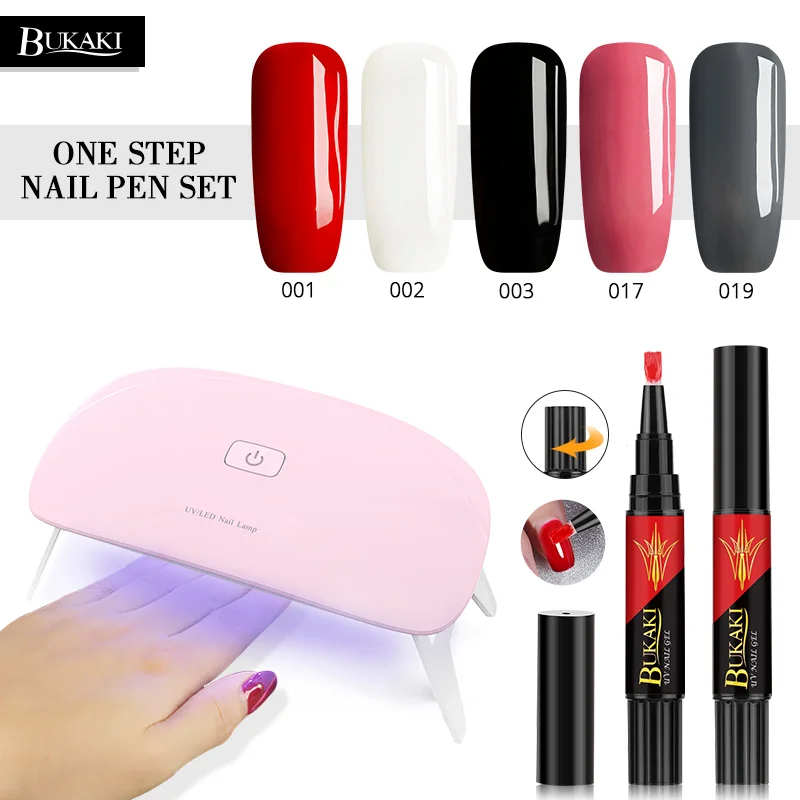 BUKAKI 6pcs One Step Nail Gel Polish Nail Art Sets 3 In 1 Lacquer