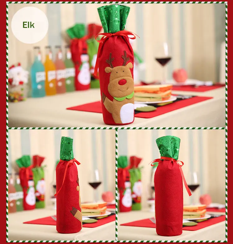 Рождество бутылки вина Декор набор Кухня украшение для год Рождественский ужин вечерние