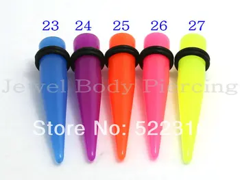 

free shipping body piercing jewelry acrylic glow in the dark color ear taper kits 1.6mm 2mmm 2.5mm 3mm 4mm 5mm 6mm 8mm 10mm