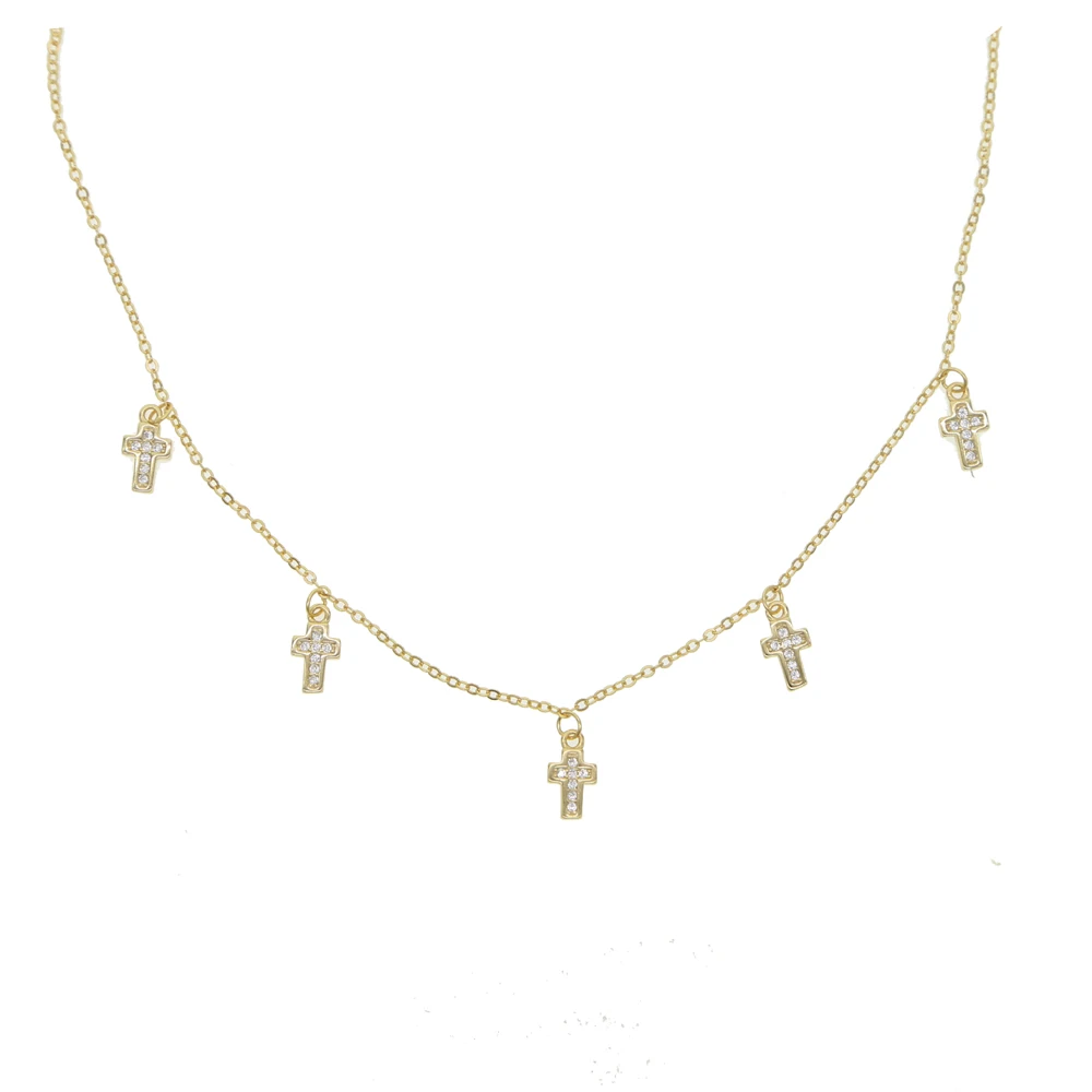 

2019 Real 925 Sterling Silver delicate drop cross charm thin cz Pendant chokers For Women Fashion Gift wedding Necklaces jewelry