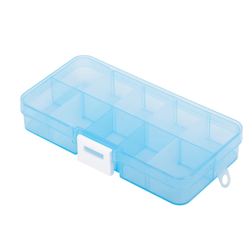 Envío gratis 1 pieza de caja de componentes de lucha libre piezas de Color transparente Color plástico Mini caja 10 herramientas de rejilla