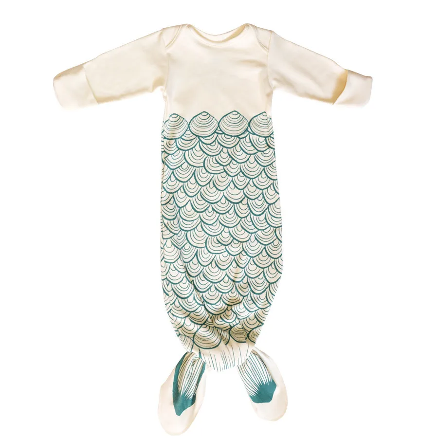 Милые хлопковые спальные мешки для новорожденных мальчиков и девочек 0-24 месяцев с изображением акулы-русалки, Детские спальные мешки, одежда для сна, пеленка для младенцев - Цвет: Белый
