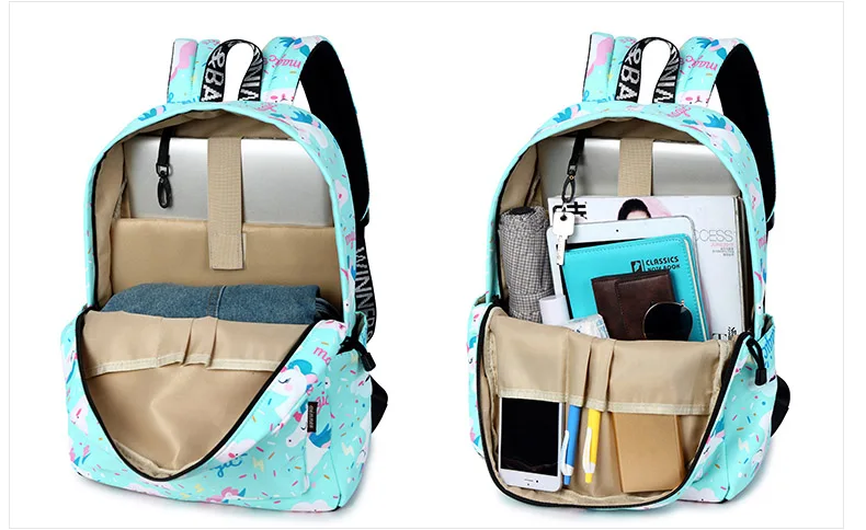 WINNER Women Backpack Unicorn Cute School Printing Backpack Bookbag School Bags For Teenage Girls Mochila Travel Softback (22)