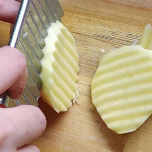 Нержавеющая сталь Картофель чип Овощной Crinkle резак лезвие слайсер волновой нож 6QG9
