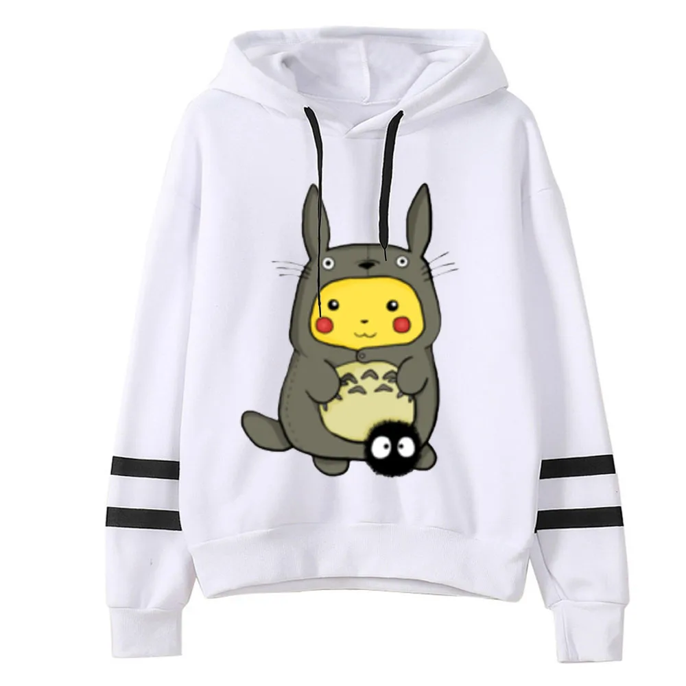 Демисезонный kawaii для женщин МИЛЫЙ Тоторо Принт толстовки для женщин Толстовка Harajuku с капюшоном мультфильм Пикачу толстовки