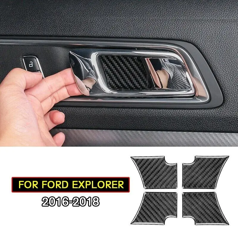 

4PCS Carbon Fiber Style Car Inner Door Bowl Cover Trim For Ford Explorer 2016-2018 Interior Accessories Mouldings 2019 New