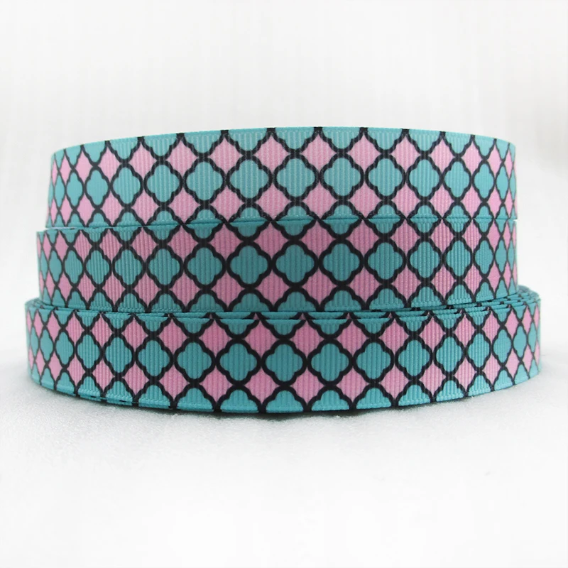 

5Y45622 5/8"(16mm) plaid flowers high quality printed polyester ribbon 5 yards, DIY handmade materials, wedding gift wrap