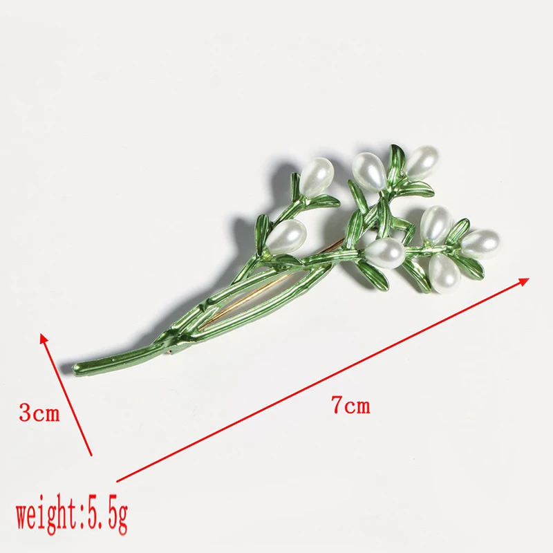 New Fashion Creative Green Leaves Pearl Brooch Pins Vintage Retro Flower Jewelry Elegant Clothes Accessories Wholesale Pins
