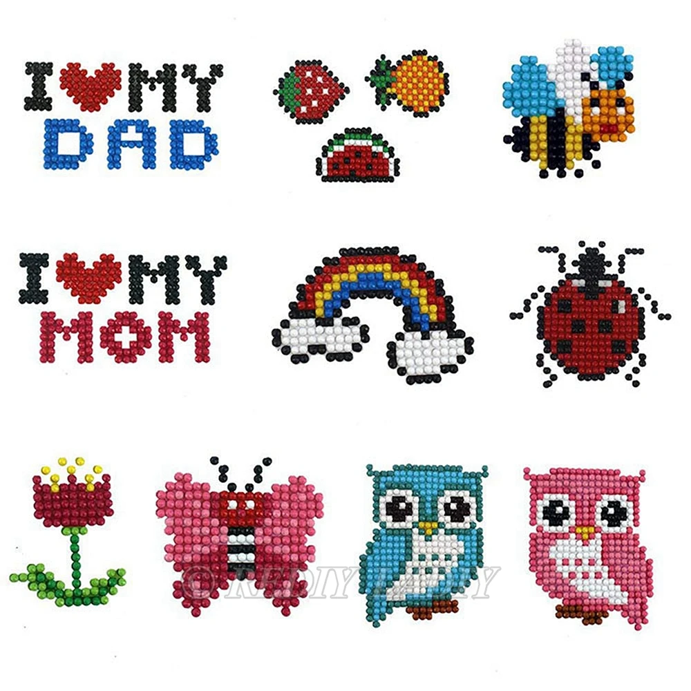 Diamond Sticker Cartoon Animals Mosaic Pattern Crystal Round Diamond Embroidery Merry Christmas Gift Diamond Painting For Kids