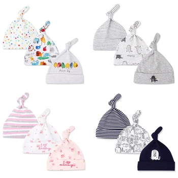 

3pcs lot Baby Hats Fitted Cartoon Pattern Baby Hat For Girls Soft Cotton Baby Caps For Boys Newborn Baby Photography Props