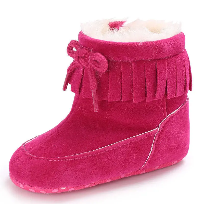 Первый ходунки зимний хлопковый, для новорожденных девочек теплая детская обувь, Новорожденные детские ботинки на мягкой подошве с кисточками кроссовки - Цвет: Лаванда