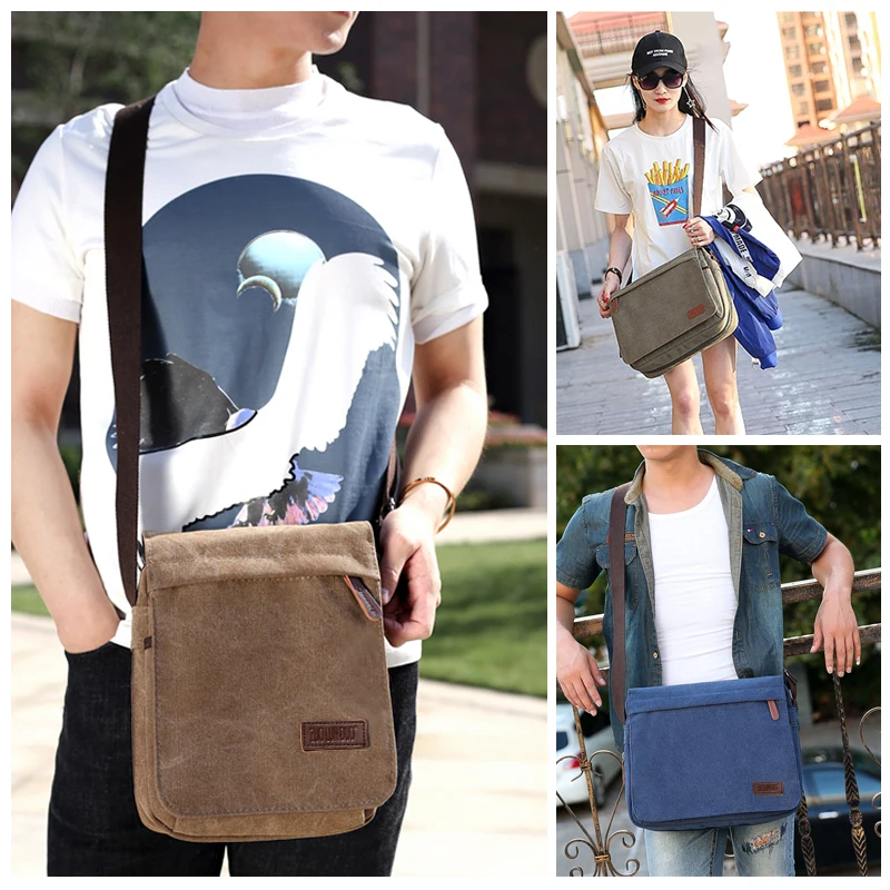 Scione модная однотонная парусиновая сумка-портфель с пряжкой, Повседневная Портативная сумка на плечо, корейский тренд, простая сумка для мужчин и женщин